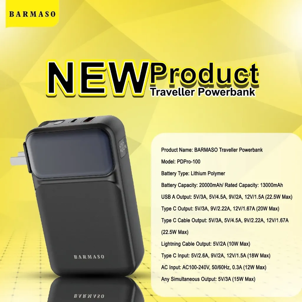 [990341] BARMASO POWER BANK 20000MAH PDPRO100
