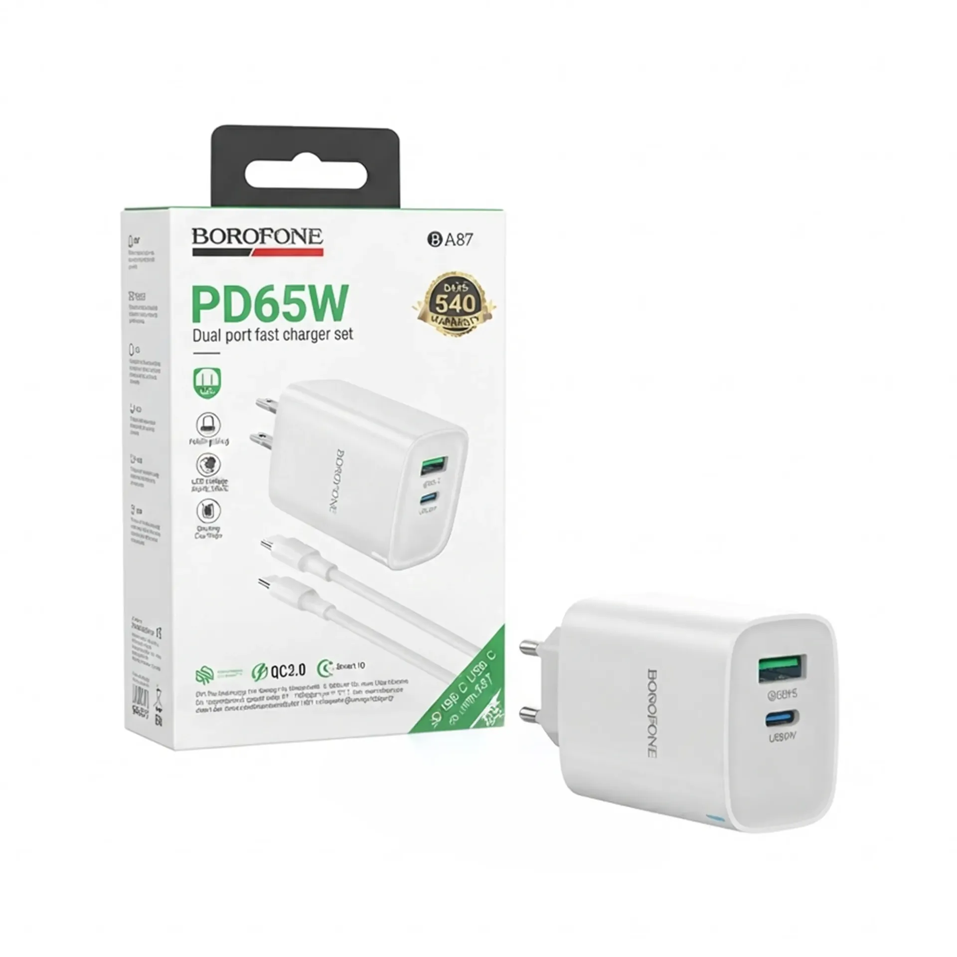 BOROFONE CHARGER HEAD PD65W BA87