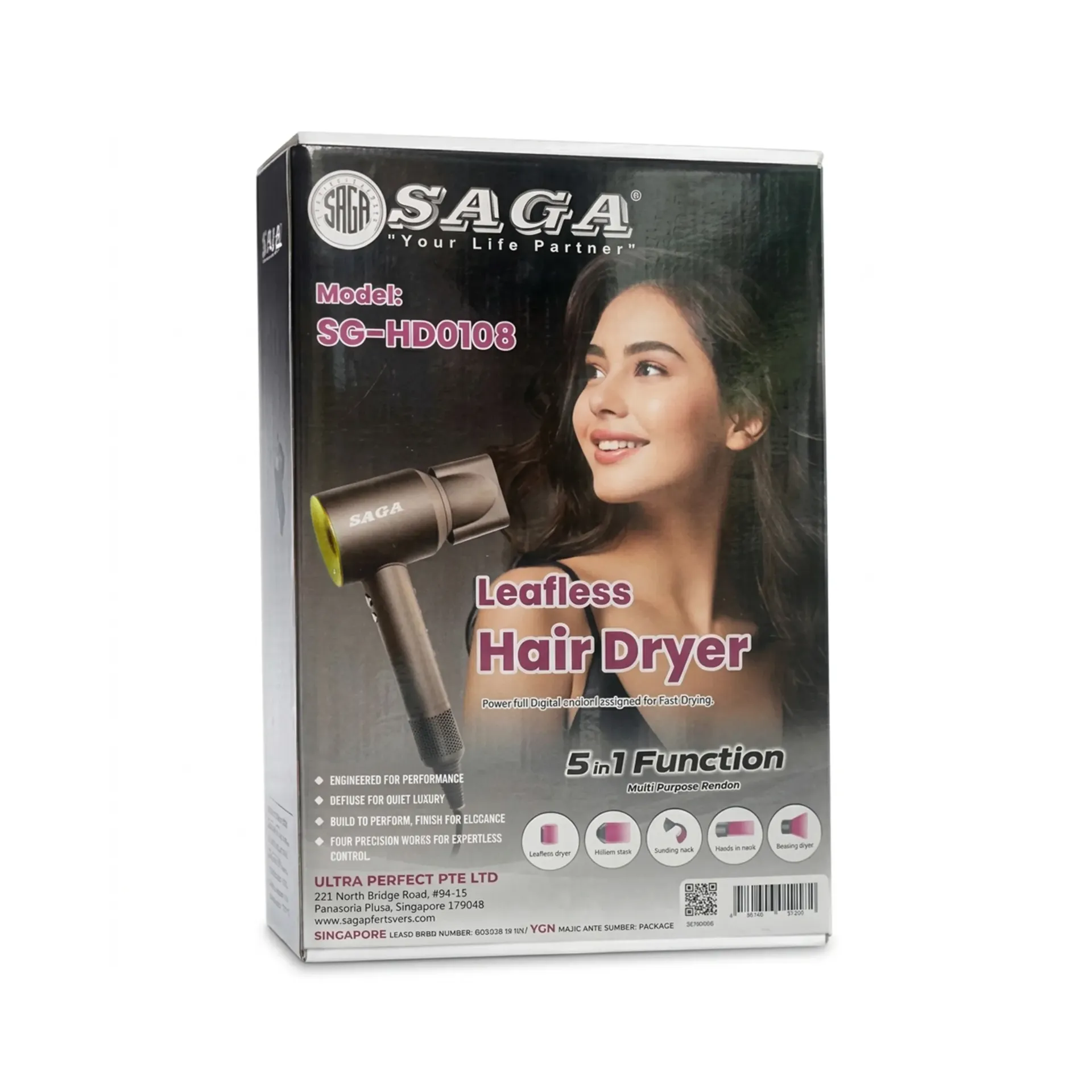 [999637] SAGA HAIR DRYER GOLD COLOUR HD0108